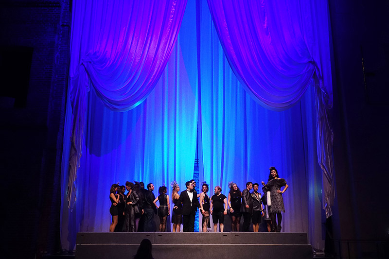 Singers on stage at Berlin Opera Academy’s Fledermaus production